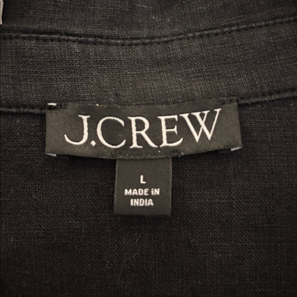 J. Crew Women's Black linen short sleeve cabana popover top - Picture 3 of 4